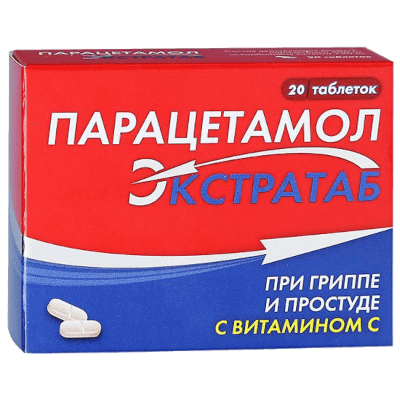 Парацетамол экстратаб табл. 500мг+150мг №20
