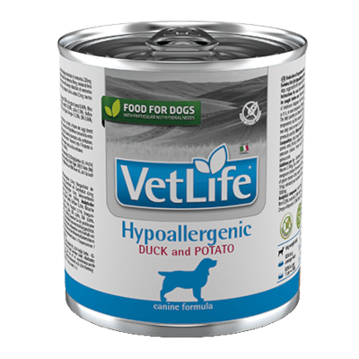 Фармина Vet Life Hypoallergenic Корм влажный для собак при аллергии утка/картофель консервы 300г