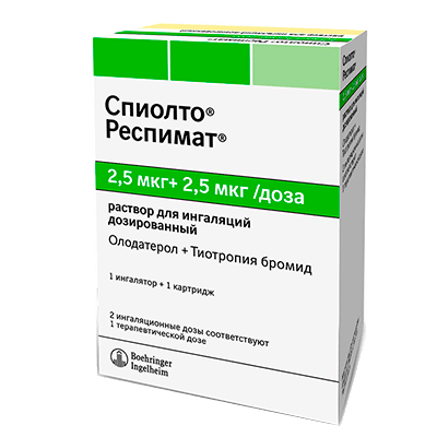 Спиолто Респимат р-р д/ингал. доз. картр. в комплекте с ингалятором Респимат 2,5мкг+2,5мкг/доза 4мл №1