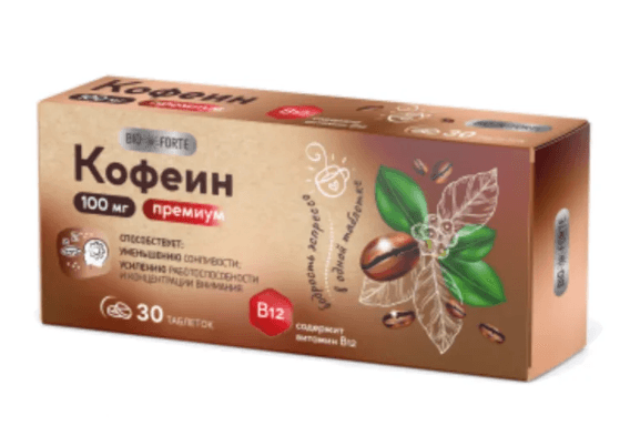 Кофеин табл. bioforte премиум с вит.В12 №30