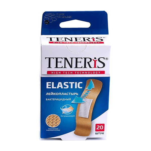 Пластырь бактерицидный Тенерис/Teneris на тканевой основе с ионами серебра эластик №20