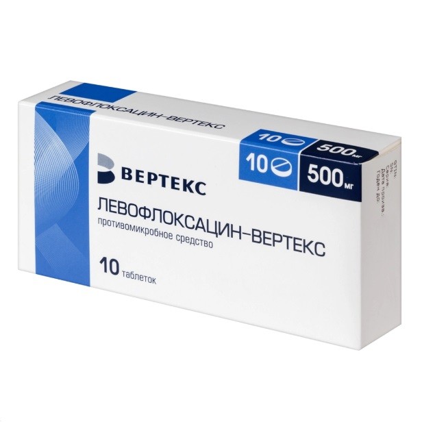 Левофлоксацин-Вертекс табл. п.п.о. 500мг №10
