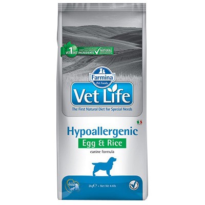 Фармина Vet Life Hypoallergenic Корм сухой для собак диета при пищевой аллергии яйцо/рис 2кг