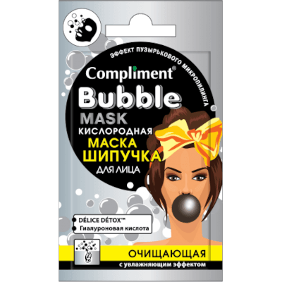 Комплимент/Compliment Маска-шипучка кислородная для лица bubble mask очищающая с увлажняющим эффектом 7мл