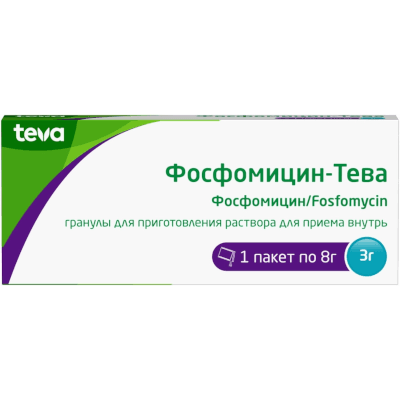 Фосфомицин-Тева гран. д/р-ра для приема внутрь пак. 3г 8г №1
