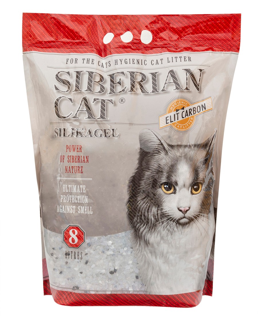 Сибирская кошка Наполнитель силикагелевый элита carbon 8л