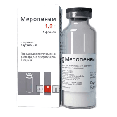 Меропенем пор. для р-ра для в/в введ. 1г №1
