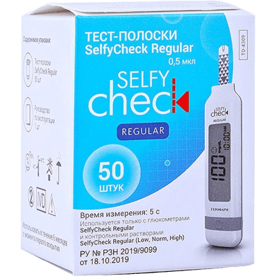 Селфичек регуляр Тест-полоски для глюкометра №50 Селфичек регуляр Тест-полоски для глюкометра №50