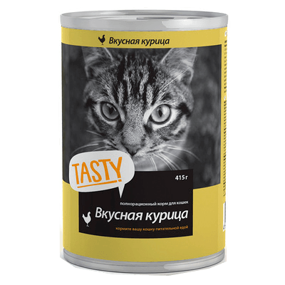 Тэсти Корм влажный для кошек Курица в соусе консервы 415г Тэсти Корм влажный для кошек Курица в соусе консервы 415г