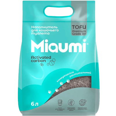 Мяуми/Miaumi Tofu Наполнитель комкующийся с активированным углем 6л