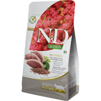Фармина N&D Quinoa Neutered Корм сухой для стерилизованных кошек и котов утка/киноа/брокколи/спаржа 300г Фармина N&D Quinoa Neutered Корм сухой для стерилизованных кошек и котов утка/киноа/брокколи/спаржа 300г