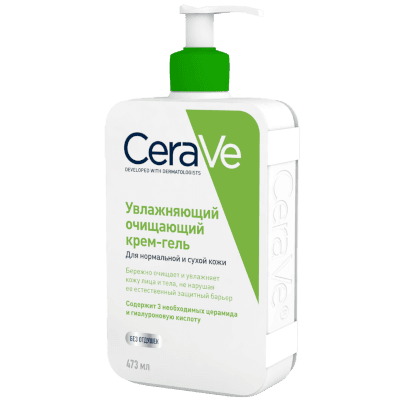 Цераве/cerave крем-гель увлажняющий очищающий д/нормальной и сухой кожи лица и тела 473мл (MB100200)