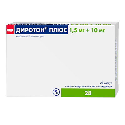 Диротон плюс капс. с модиф. высвоб. 1,5мг+10мг №28