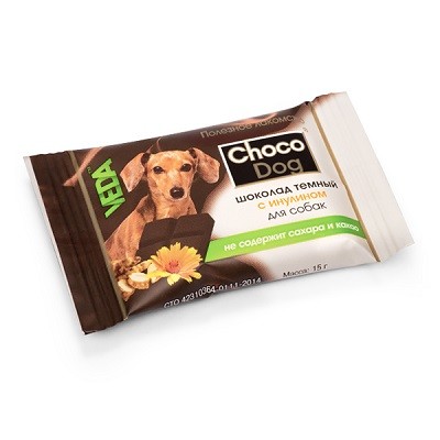 Веда Choco Dog Лакомство для собак шоколад темный с инулином 15г