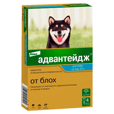 Адвантейдж капли от блох для собак от 4кг до 10кг пипетки 4мл №4