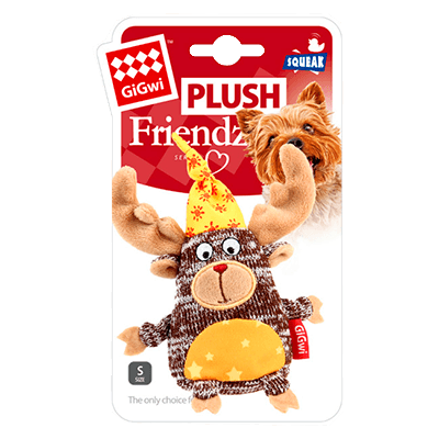 Гигви Plush Friendz Игрушка для собак лось с пищалкой 19см(75305)