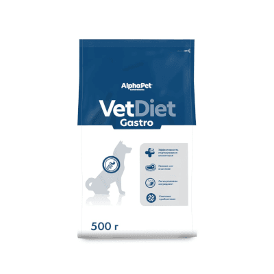 АльфаПет VetDiet Гастро Корм сухой для взрослых собак при расстройствах пищеварения 500г