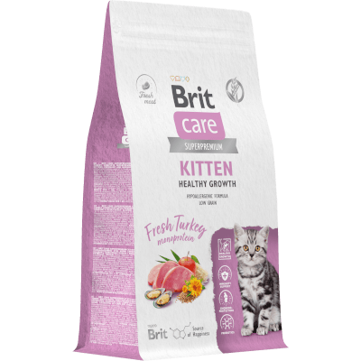 Брит Care Kitten Healthy Growth Корм сухой для котят,беременных и кормящих кошек индейка 400г