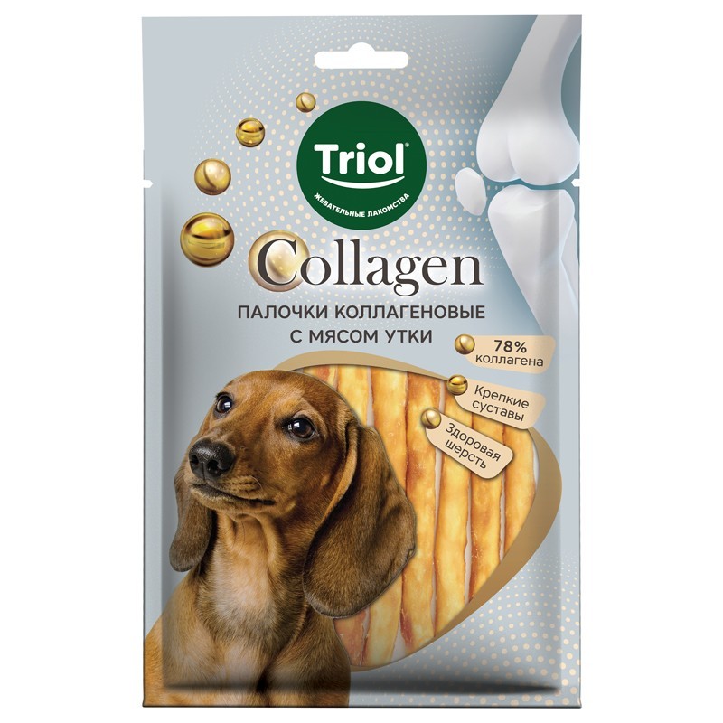 Триол Collagen Лакомство для собак палочки коллагеновые с мясом утки (10х8г) 80г