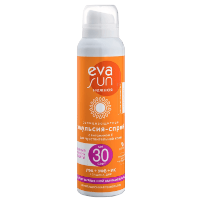 Ева сан Эмульсия-спрей солнцезащитная с витамином Е SPF30 120мл