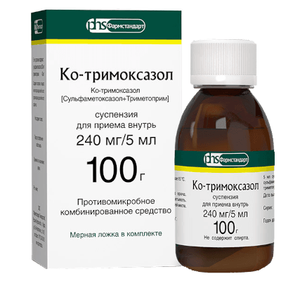 Ко-тримоксазол сусп. внутр. 240мг/5мл 100г №1