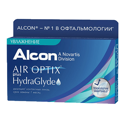 Линзы контактные Alcon air optix plus hydraglyde (d-14,2) bc 8,6 -9,00 №3