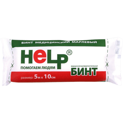 Бинт марлевый нестерильный Хелп (инд уп) пл36 5мх10см