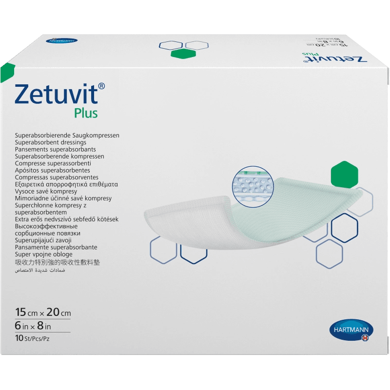 Повязка суперабсорбирующая Цетувит плюс/Zetuvit plus стерильная силикон 15х20см №10