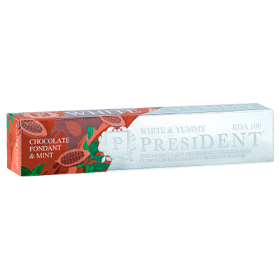 Зубная паста Президент white yummy шоколадный фондан с мятой 75г