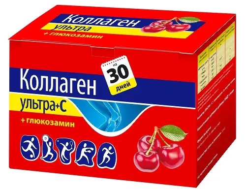 Коллаген ультра+С+Глюкозамин пор. вишня пакет-саше 8г №30