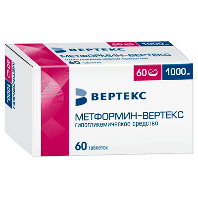 Метформин-Вертекс таб. п.п.о. 1000мг №60
