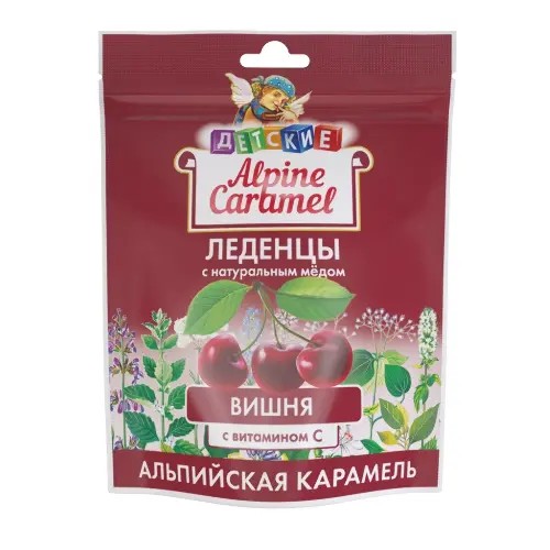 Alpine caramel Леденцы детские альпийская карамель с натур.медом и вит С со вкусом вишни 75г