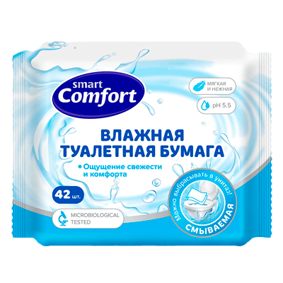 Смарт комфорт Бумага туалетная влажная №42