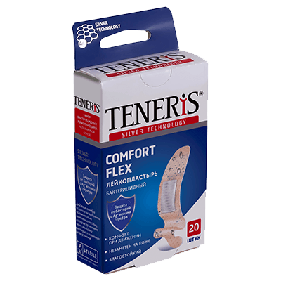 Пластырь бактерицидный Тенерис/Teneris comfort flex суперэластичный полимерная основа 76х19мм №20