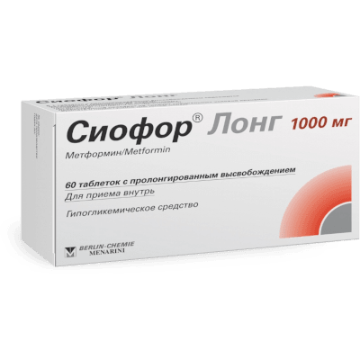 Сиофор лонг табл. с пролонг. высвоб. 1 000мг №60