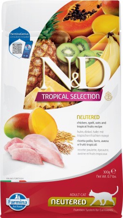 Фармина N&D Tropical Selection Корм сухой для кошек стерилизованных взрослых с низким содержанием зерна курица/тропические фрукты 300г