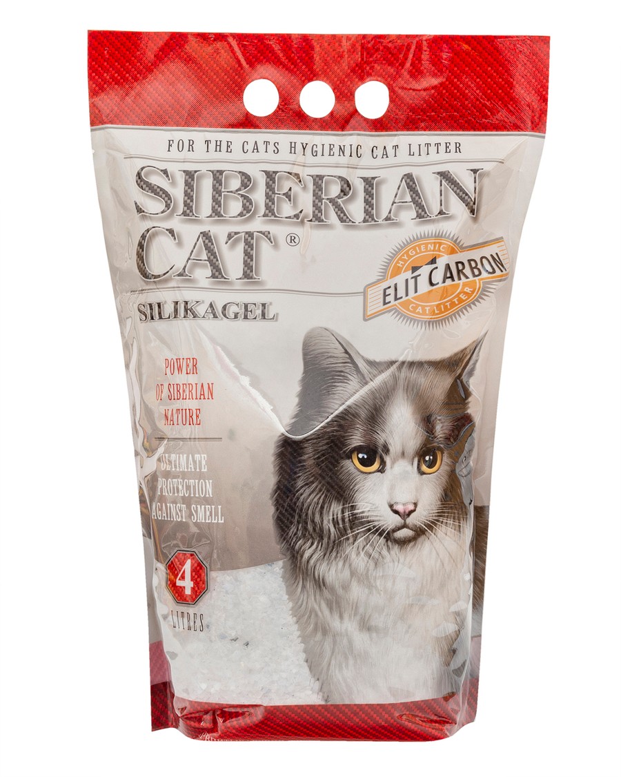 Сибирская кошка Наполнитель силикагелевый элита carbon 4л