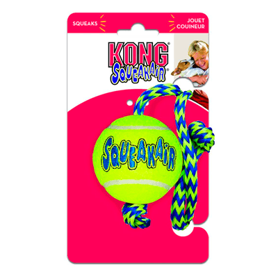 Конг/Kong Air Игрушка для собак теннисный мяч средний с канатом Конг/Kong Air Игрушка для собак теннисный мяч средний с канатом
