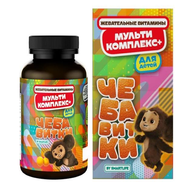 Смартлайф/Smartlife Мультикомплекс+ табл. жев. для детей чебавитки с 3х лет №90