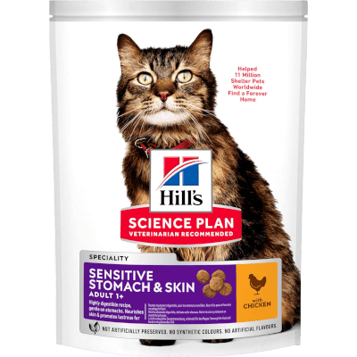 Хиллс SP Feline Adult Sensitive Stomach&Skin Корм сухой для кошек деликат 1,5кг