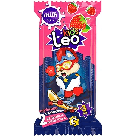 Батончик белковый Леовит leo kids с молоком с клубникой и витамином С 3+ 25г