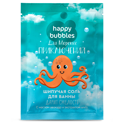 Фитокосметик Соль для ванн шипучая happy bubbles для морских приключений 100г