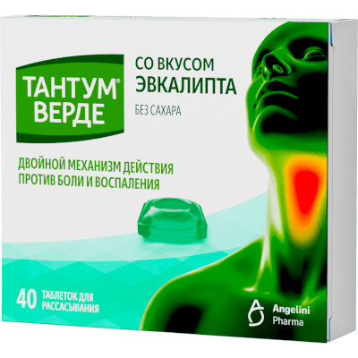 Тантум Верде табл. для рассас. 3мг со вкусом эвкалипта №40 Тантум Верде табл. для рассас. 3мг со вкусом эвкалипта №40
