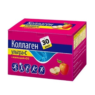 Коллаген ультра+С+Кальций+D3 пор. со вкусом яблока 8г №30