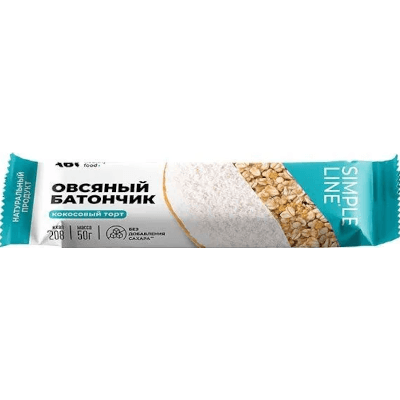 Батончик овсяный АВС хэлси фуд/ABC healthy food кокосовый торт с кокосовой стружкой 50г