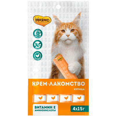 Мнямс Крем-лакомство для кошек курица (15гх4) 60г