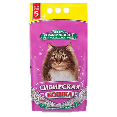 Сибирская кошка Наполнитель комкующийся экстра для длинношерстных 5л