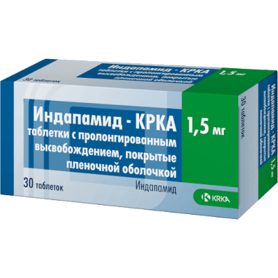 Индапамид-КРКА табл. с пролонг. высвоб. п.п.о. 1,5мг №30