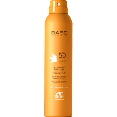 Бабе/babe Спрей солнцезащитный влагостойкий прозрачный spf50+ 200мл Бабе/babe Спрей солнцезащитный влагостойкий прозрачный spf50+ 200мл