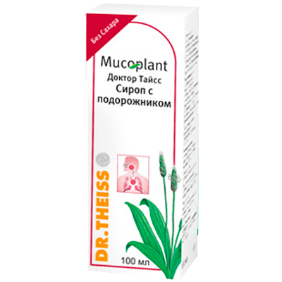 Доктор тайсс сироп от кашля с подорожником б/сахара 100мл